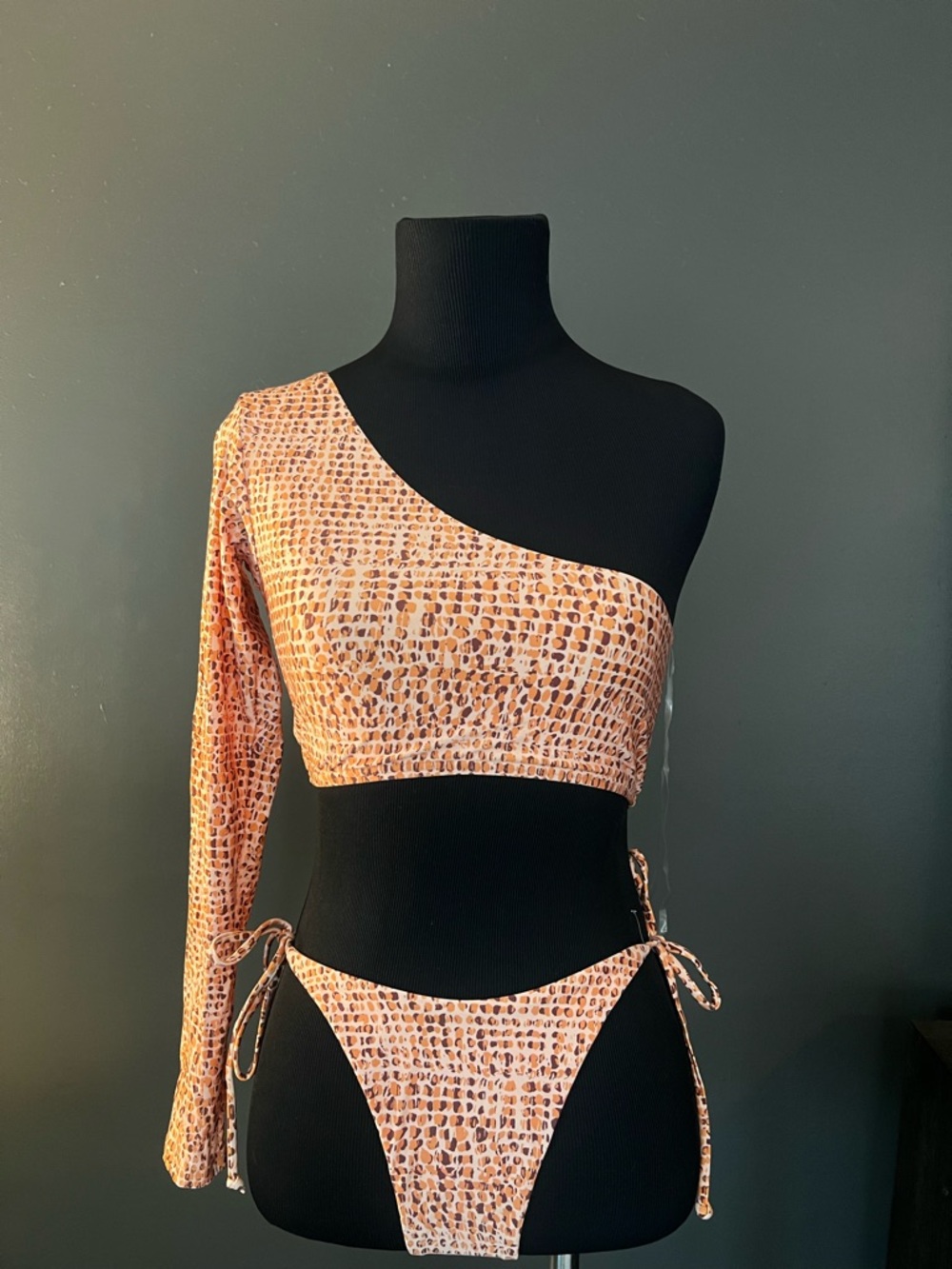 l*space Peach One-Shoulder Animal Print Bikini